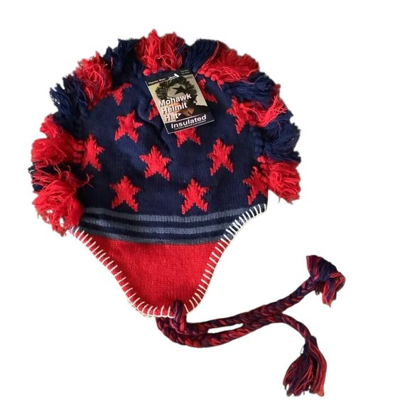 Mohawk Helmet Hat Insulated Red Navy Star Warm Winter Thermo Wear OS NEW - Picture 2 of 4